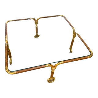 Gucci Coffee Table Brass and Leather, Italy 70s. Very Rare For Sale