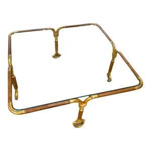 Gucci Coffee Table Brass and Leather, Italy 70s. Very Rare