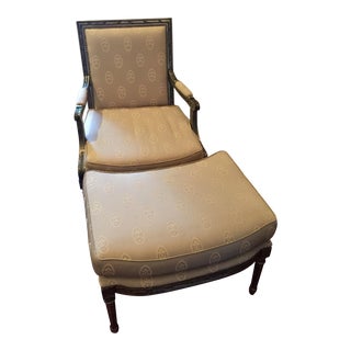 Neoclassical Style Chair & Ottoman For Sale