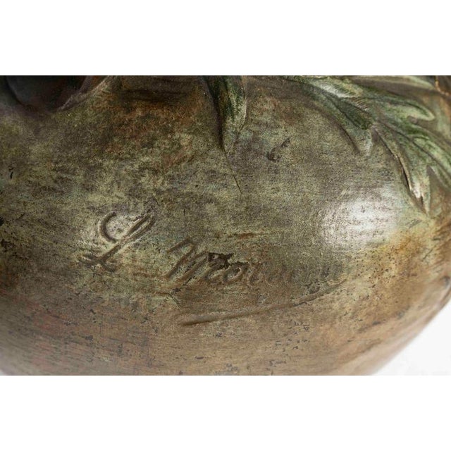 Metal Napoleon III Regule Vases by L. Moreau, 1800s, Set of 2 For Sale - Image 7 of 11