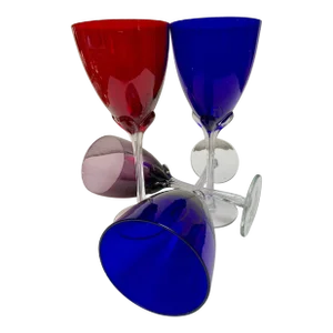 Large Jewel Toned Vintage Wine Goblets - Set of Four