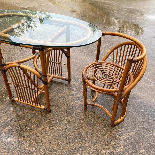 Mid Century Bamboo Dining Set 3 Pieces Chairish