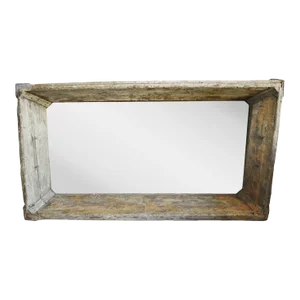 Vintage Farmhouse Wood Trough Mirror