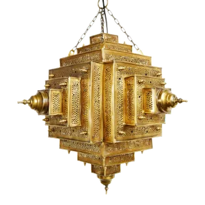Vintage Brass Pyramid Dot Pendant Light Medium