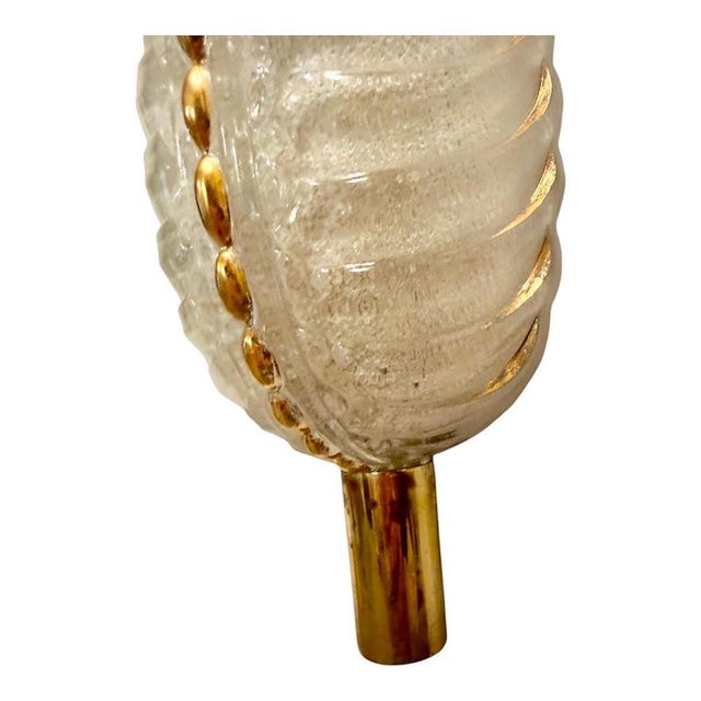 Glass Art Deco Ezan Glass Feather Wall Sconces from Atelier Petitot, France, 1935, Set of 2 For Sale - Image 7 of 8