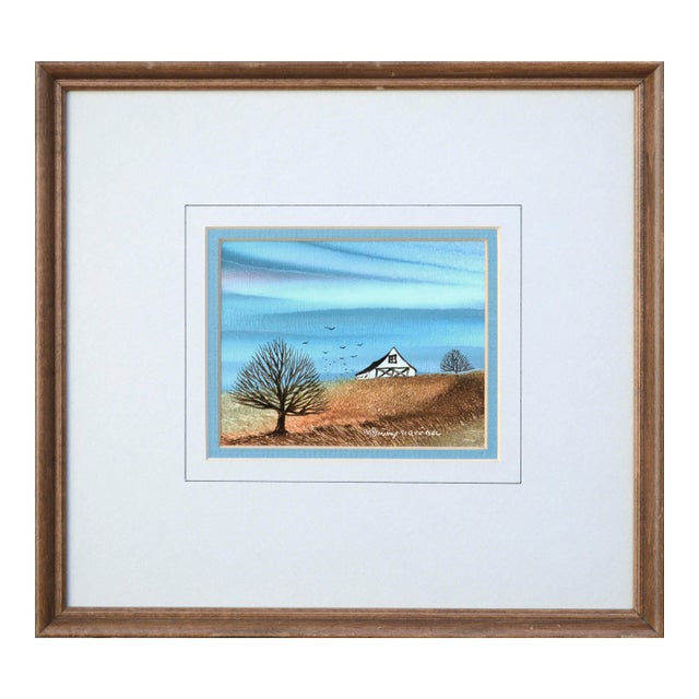 Barn in Autumn - Small Country Landscape With Tree by M. Lemieux For Sale