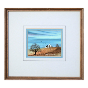 Barn in Autumn - Small Country Landscape With Tree by M. Lemieux
