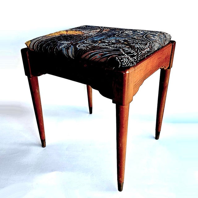 Mid 20th Century Walnut Vanity Bench/Stool With Storage For Sale - Image 12 of 14