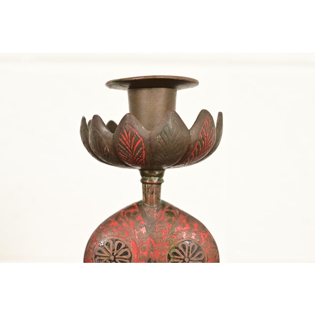 Enameled Bronze Cobra Snake Candlestick For Sale In South Bend - Image 6 of 15