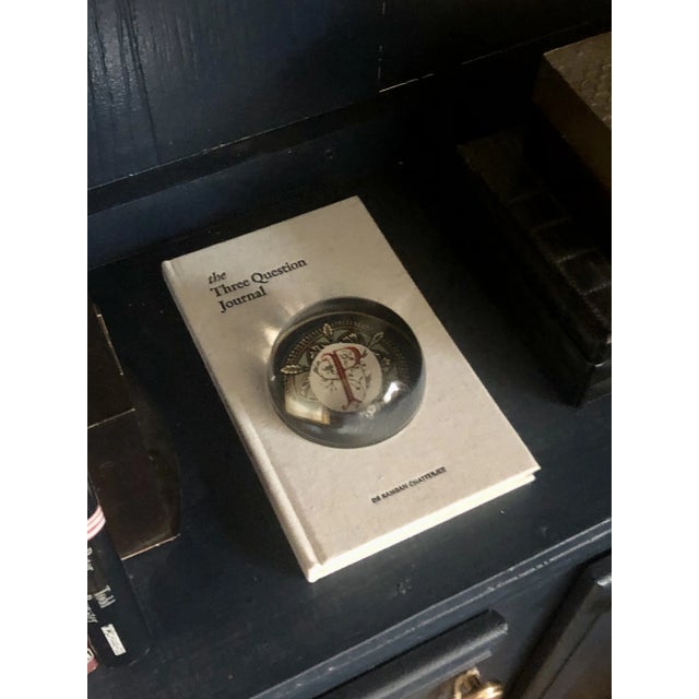 Mid 20th Century France Punch Studio Crystal Paper Weight P Monogram For Sale - Image 4 of 5