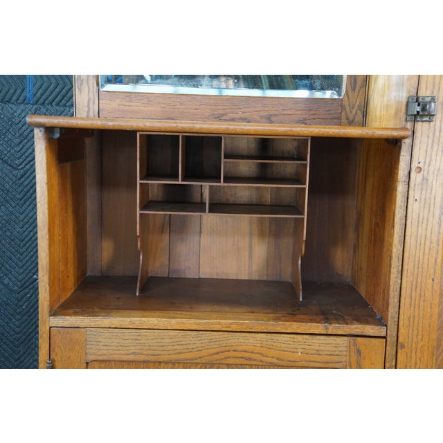 Antique Quartersawn Oak Side by Side Murphy Bed Secretary Desk Armoire Cabinet For Sale - Image 11 of 18