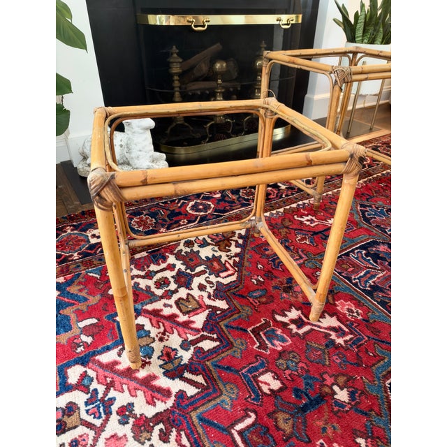 McGuire Mid-Century Modern Bamboo Nesting Tables - Set of 3 - McGuire Style For Sale - Image 4 of 10