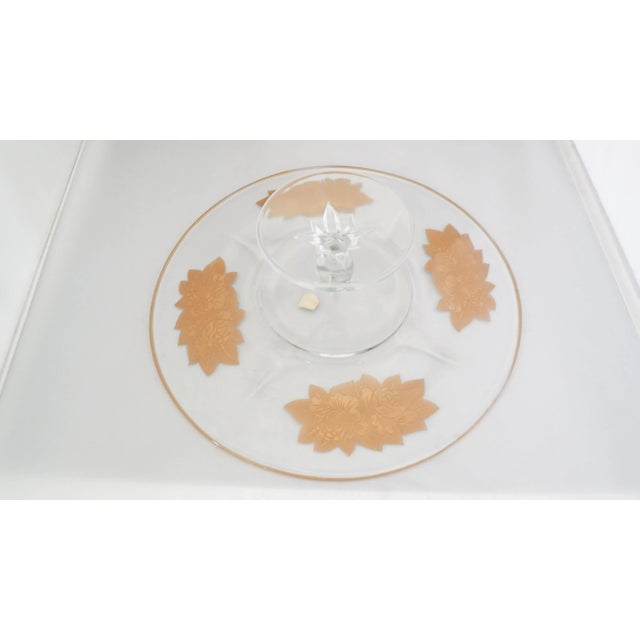 Floral Gold Cut Glass Cake Stand For Sale - Image 9 of 9