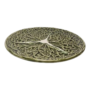 Vintage Majolica Dark Green Cabbage Leaf Plate Jay Willfred /Andrea by Sadek