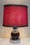 Vintage Table Lamp with Chrome-Plated Metal Base, Brown Ceramic Elements, and Fabric Shade, 1970s, in Very Good...