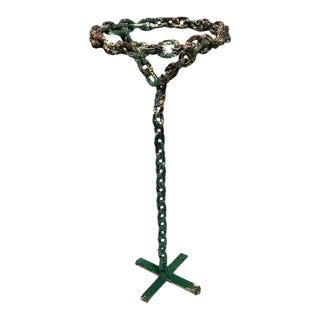 1970s Mid-Century Modern Brutalist Welded Iron Chain Link Stand For Sale