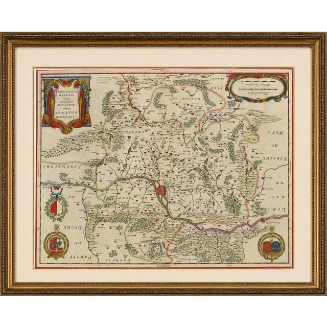 Antique Metz, Lorraine & Verdun Blaeu Atlas Map, France, 1642 For Sale