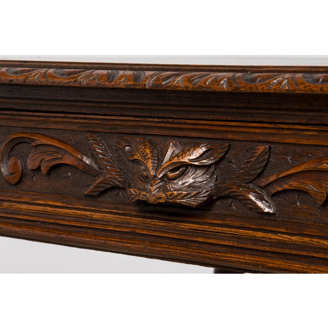 Late 19th Century French Henry II Carved Oak Writing Table For Sale - Image 10 of 18