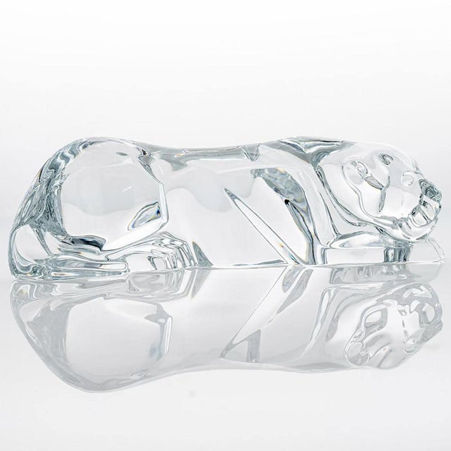 Vintage French Crystal Glass Panther Sculpture from Baccarat, 1970 For Sale - Image 6 of 9