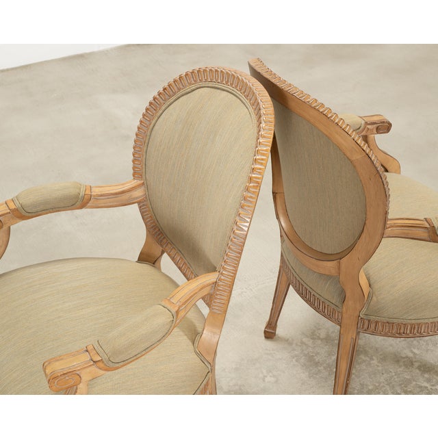 Set of Six Kreiss Louis XVI Style Cerused Oak Dining Armchairs For Sale In Sacramento - Image 6 of 18