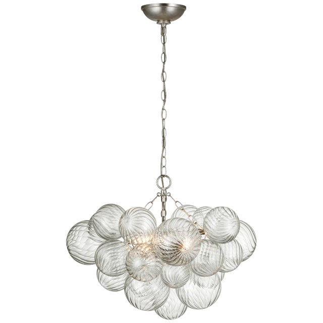 Talia Small Chandelier in Burnished Silver Leaf and Clear Swirled Glass Designer: Julie Neill Canopy: 6" Round Mounting:...