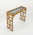 Mid-century beautiful rectangular geometric console table in bamboo, rattan and smoked glass by Vivai Del Sud. Made in...