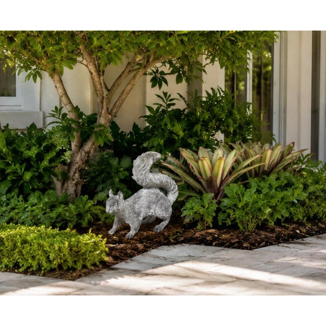 Vintage Cast Iron Lifelike Squirrel Garden Statue For Sale - Image 9 of 12