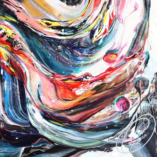 2020s Imagine We Make It Happen - Impasto Thick Paint Colorful Figurative Original Artwork by Cynthia Coulombe-Bégin For Sale - Image 5 of 9