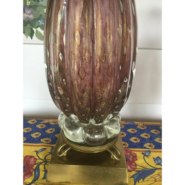 Metal Murano Seguso Blown Glass Amethyst & Gold Lamps For Sale - Image 7 of 8