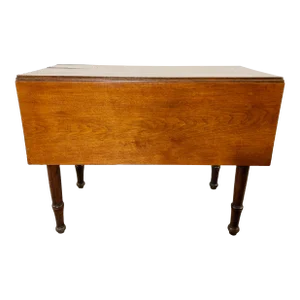 Vintage Early American Solid Wood Drop Leaf Table