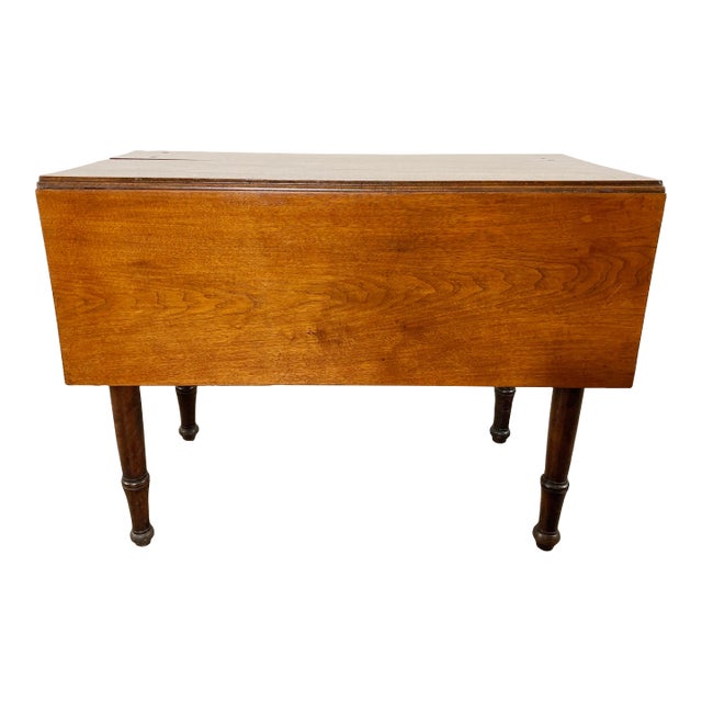Vintage Solid Wood Early American Drop Leaf Table For Sale