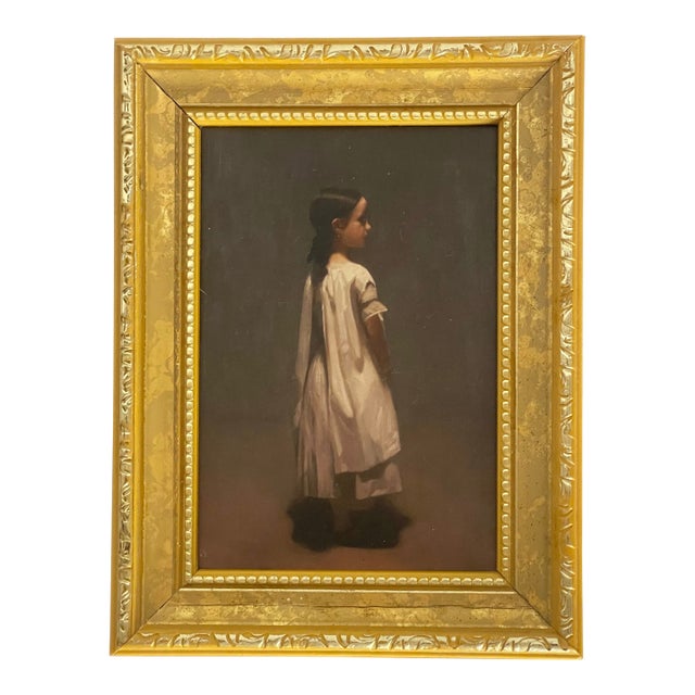 Miniature Léon Bonnat “Roman Girl at a Fountain” Portrait Print in Gilt Frame For Sale