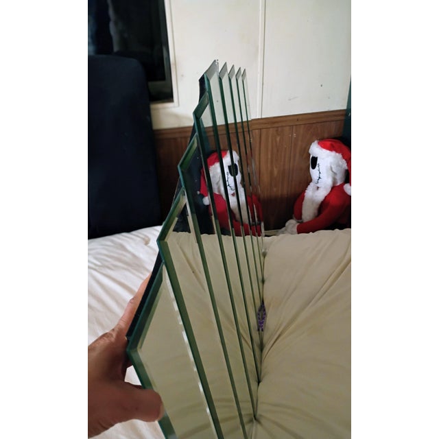 Vintage 1980s Postmodern Art Deco Revival 9- Panel Beveled Step Mirror For Sale - Image 14 of 17