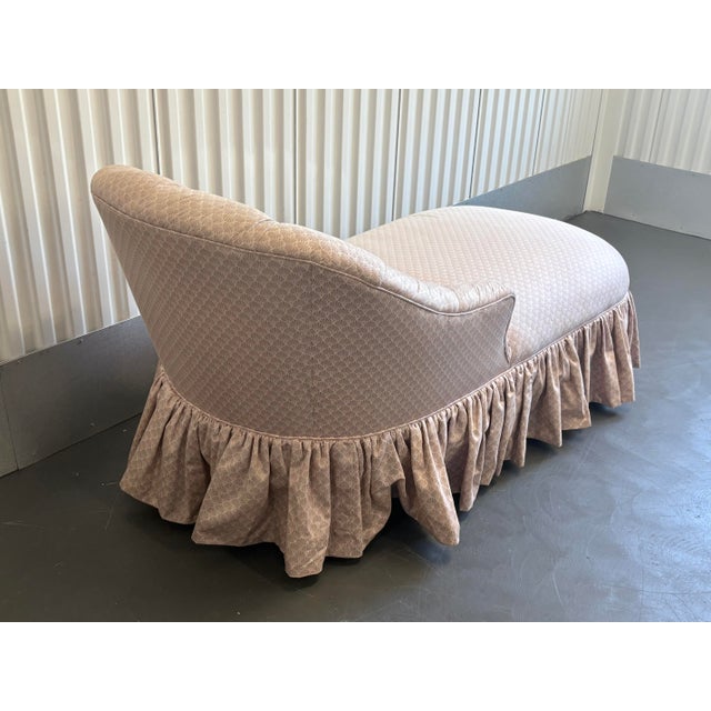 Late 20th Century Vintage Custom Upholstered Chaise Lounge With Ruffled Skirt For Sale - Image 5 of 11