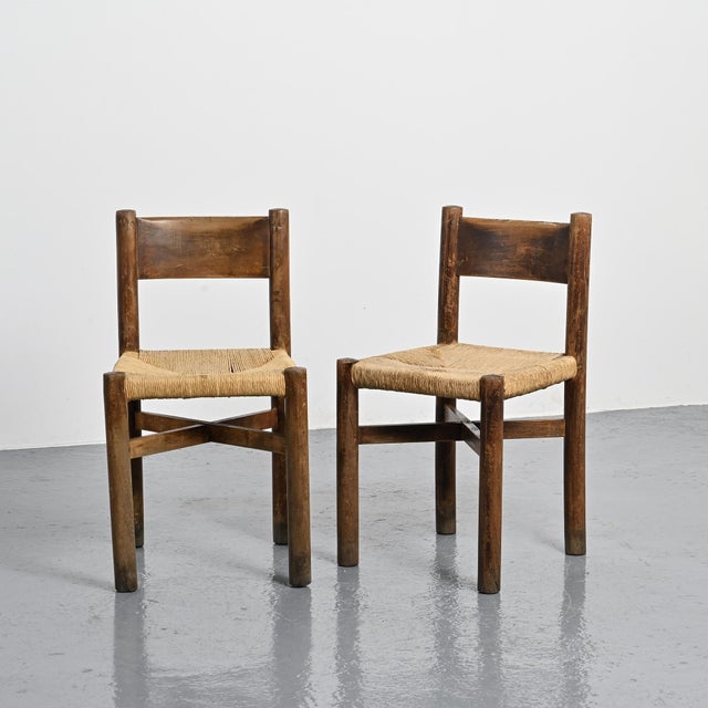 Early BCB Edition Méribel Chairs by Charlotte Perriand, 1950, Set of 2 For Sale - Image 6 of 9