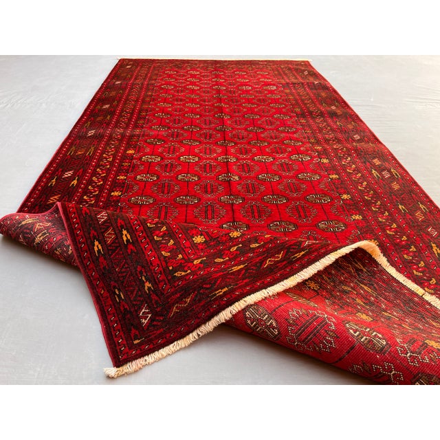 Textile Vintage Afghan Ersari Turkmen Bokhara Gallery Rug - 8'4" X 4'3" For Sale - Image 7 of 13