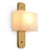 Pair of antique brass and alabaster wall lamp. The rectangular fixture combines a softly veined, translucent alabaster...