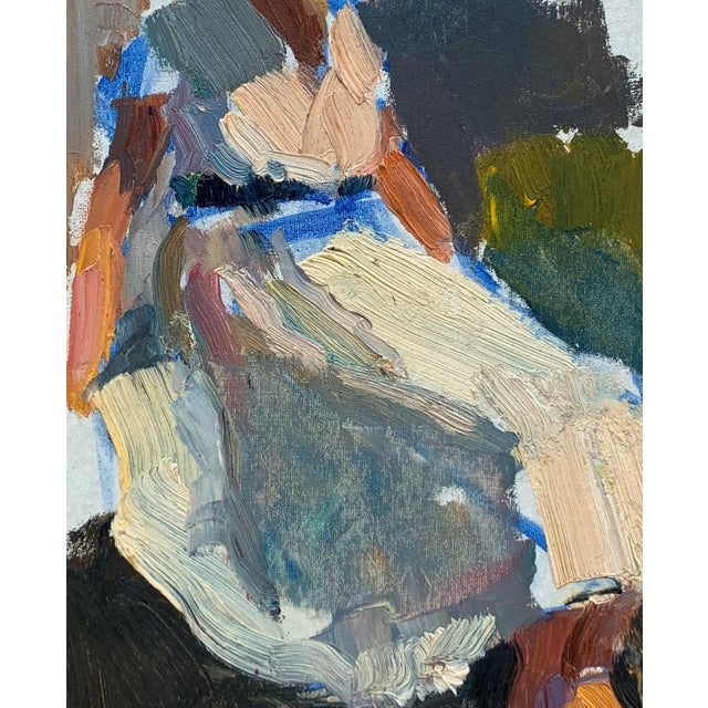 Portrait Woman Large Portrait Oil Painting Original Socialist Realism Ukrainian Artist Sokolovsky G. 1960s For Sale - Image 4 of 6