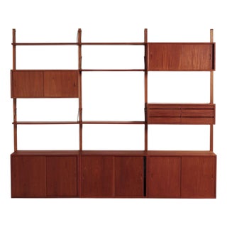 Royal Wall Unit in Teak with 5 Cabinets and Shelves by Poul Cadovius for Cado, 1960s For Sale