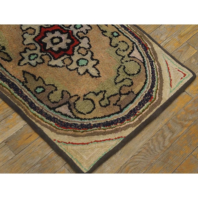 Beige Antique American Hooked Rug For Sale - Image 8 of 9