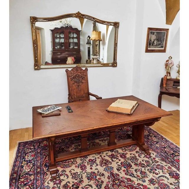 Neo-Gothic Carved Oak Extendable Table For Sale - Image 6 of 13