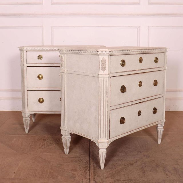 Good pair of pine Swedish 19th C painted commodes. 1880 This piece is designed in the style of the selected designer...