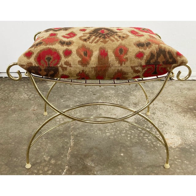 Hollywood Regency Style Vintage Brass Vanity Stool With Cushion Chairish