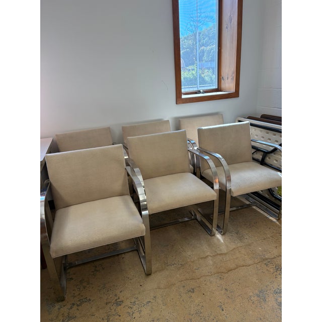 A set of six Brno flat bar chairs (Model MR50) designed by Ludwig Mies van der Rohe (German-American, 1886–1969),...