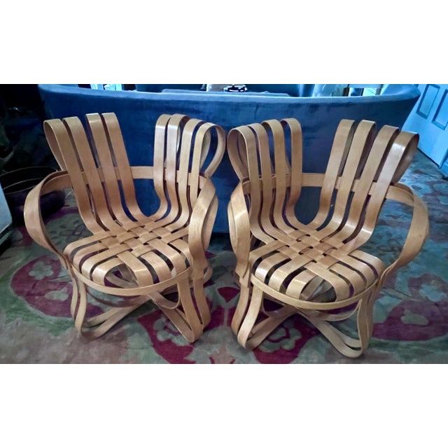 Pair Frank Gehry Cross Check Bent Maple Chairs For Knoll For Sale - Image 11 of 12