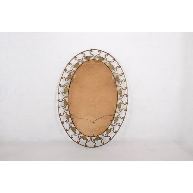 1930s Art Deco Oval Brass Mirror from Maison Moderna, 1930s For Sale - Image 5 of 6
