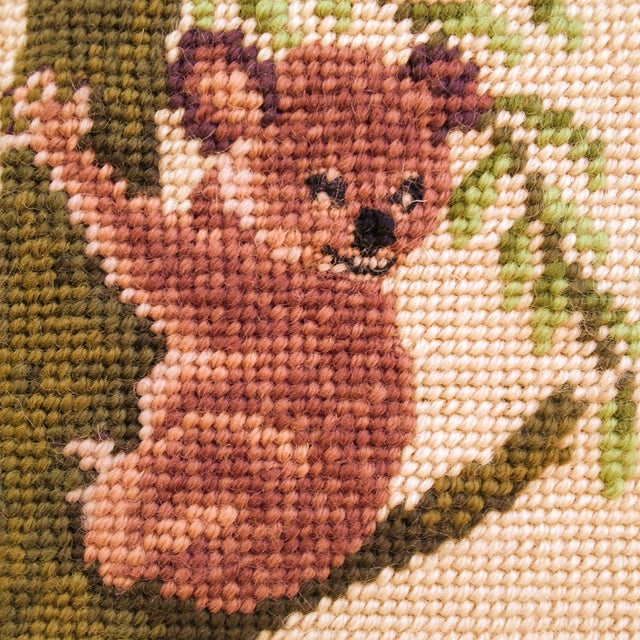 1970s Framed Koala Bear Needlepoint For Sale - Image 4 of 13