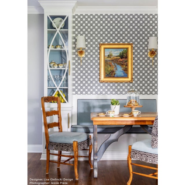 Worlds Away Matthew Izzo Home Delilah Gold Leaf Wall Sconce With White Linen Shade For Sale - Image 4 of 5