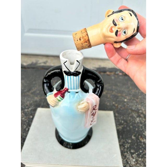 Figurative Mid 20th Century Figural Butler Ceramic Rye Decanter For Sale - Image 3 of 10