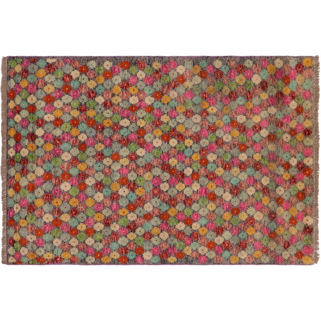 Contemporary Balochi Gray/Red Wool Rug - 3'0''x4'11'' For Sale - Image 10 of 11